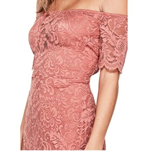Guess Lace Off-Shoulder Dress Pink Medium - Picture 2 of 13